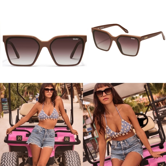 Quay "Level Up" Brown Square Sunglasses - Picture 2 of 15